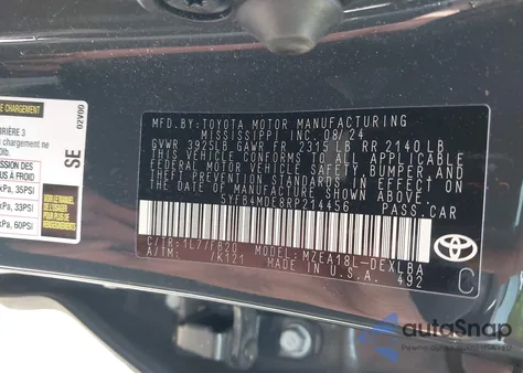 2024 Toyota Corolla Le z USA, uszkodzony, nr VIN 5YFB4MDE8RP214456